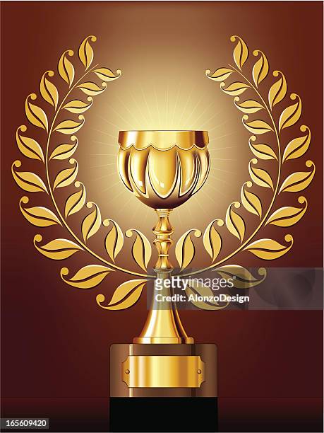gold laurels and cup - laurel maryland stock illustrations