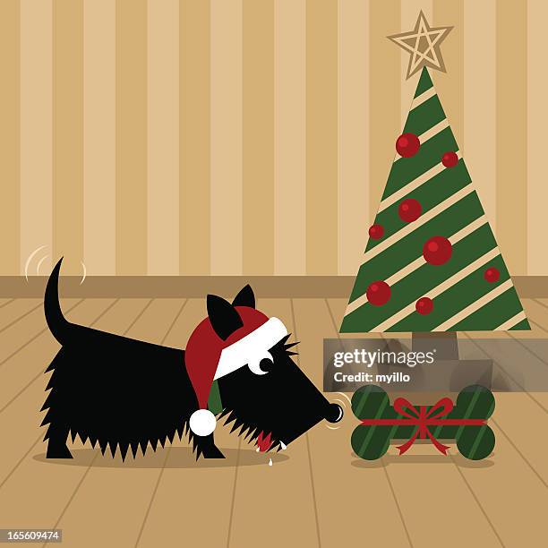 christmas for dog - christmas dog stock illustrations