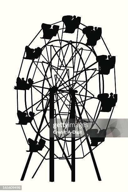 amusements vector silhouette - big wheel stock illustrations