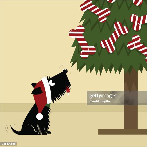 christmas terrier - christmas dog stock illustrations