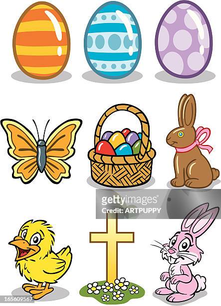easter icons - easter basket with candy stock illustrations