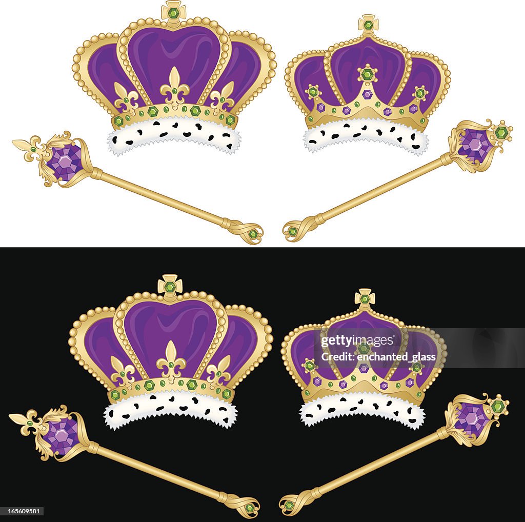 Mardi Gras King & Queen Crowns Set