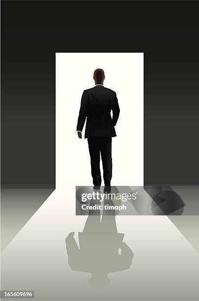 doorway and businessman - door frame stock illustrations