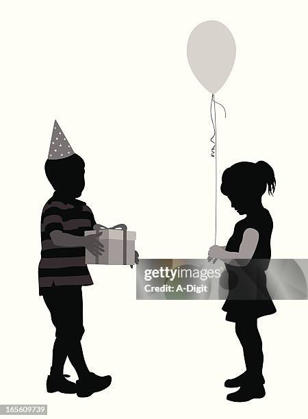 birthday present vector silhouette - birthday-balloons-white-background stock illustrations
