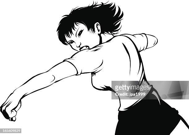 hit! - girl punching stock illustrations