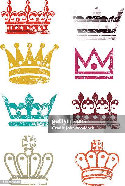 grunge crowns - maltese cross stock illustrations
