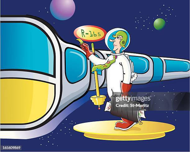 astronaut graphic artist in space - paris metro stock illustrations