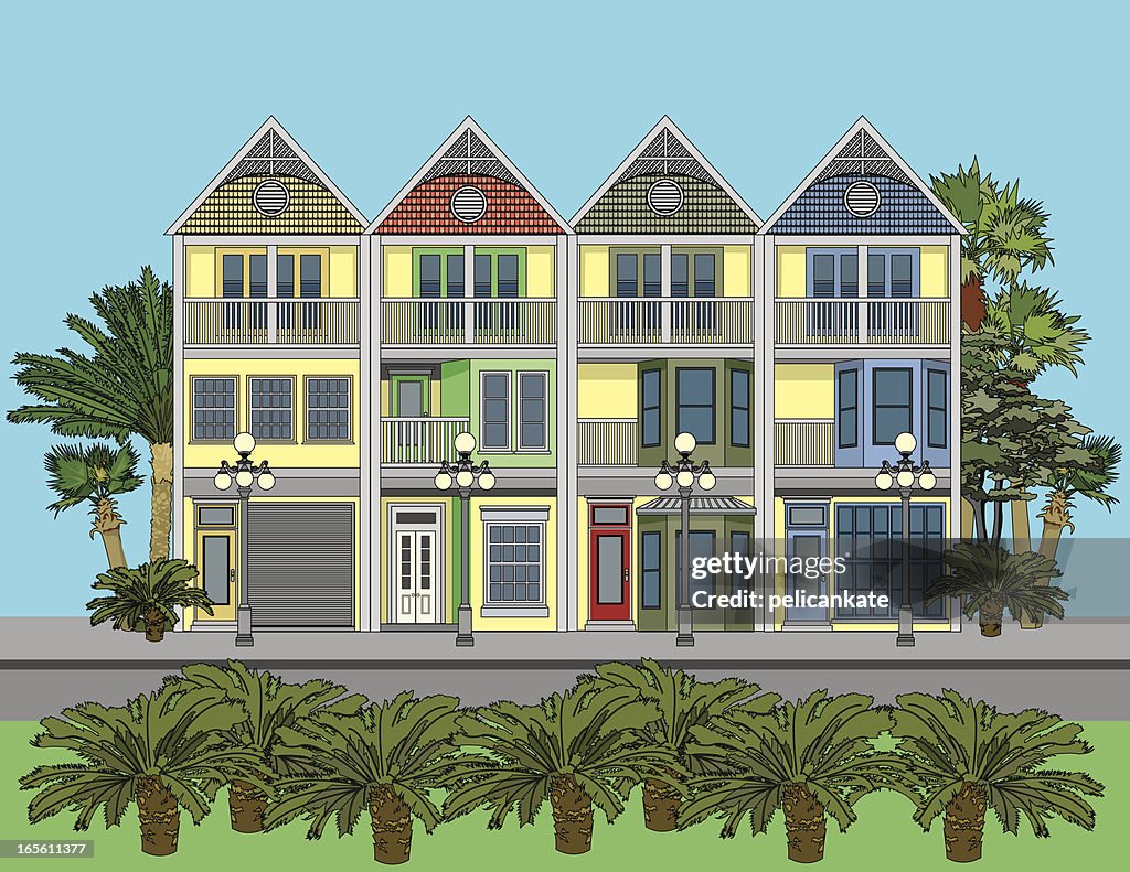 Townhouses with Palm Trees