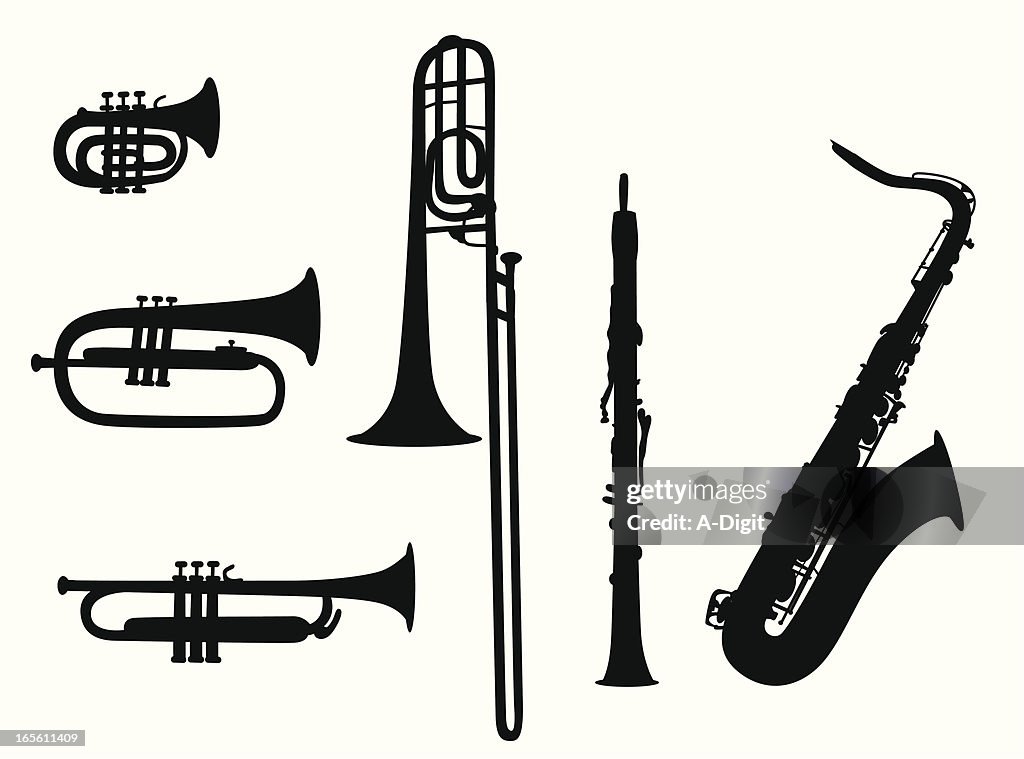 Wind Instruments Vector Silhouette
