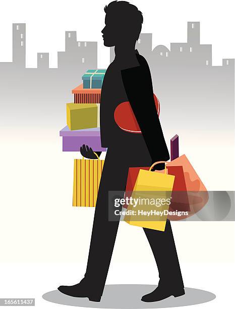 man shopping - chocolates box stock illustrations
