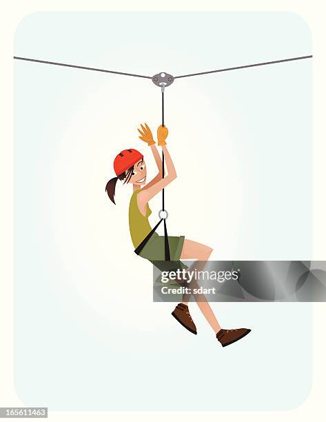 zip line girl - zip stock illustrations