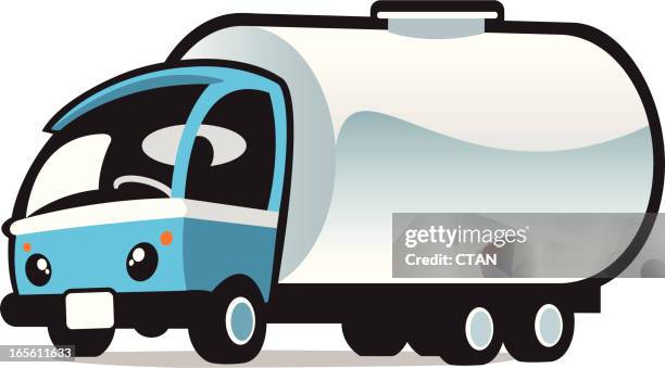 ilustraciones, imágenes clip art, dibujos animados e iconos de stock de linda camioneta de la leche - camioneta de la leche