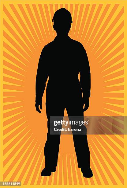 manual worker with backround - work overalls stock illustrations