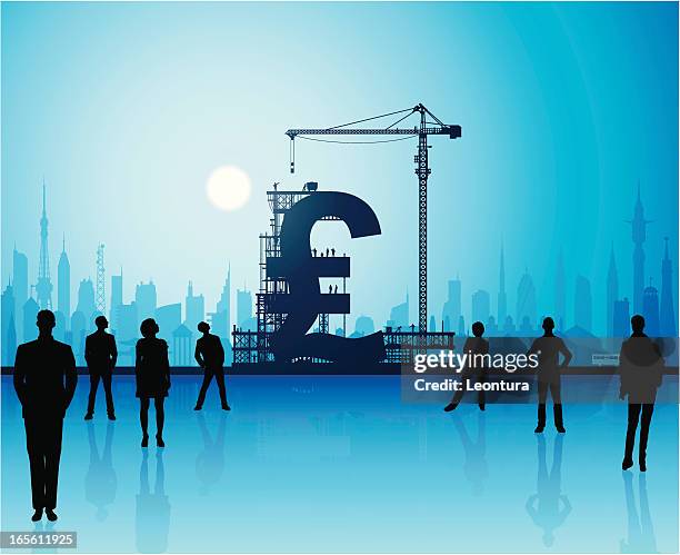making blue pounds - property development uk stock illustrations