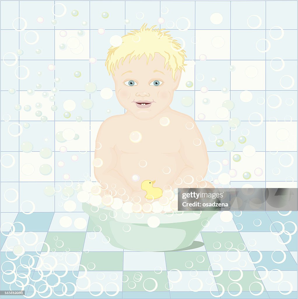 Boy in bubbles