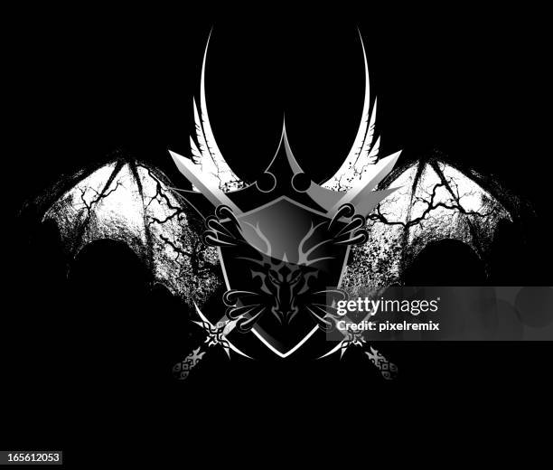 dragon emblem - renaissance wallpaper stock illustrations