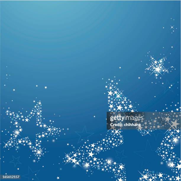 starry night (with copy space) - blue star background stock illustrations