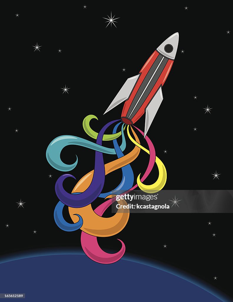 Stylish Rockets Stylized Rocket In Space High-Res Vector Graphic - Getty Images