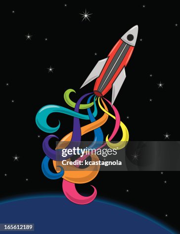 Stylized Rocket in Space Stylized Rocket in Space