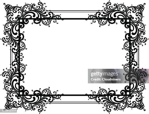 ornate corner framework - touching mirror stock illustrations