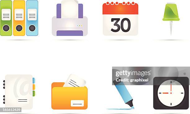 office icon set - office printer stock illustrations