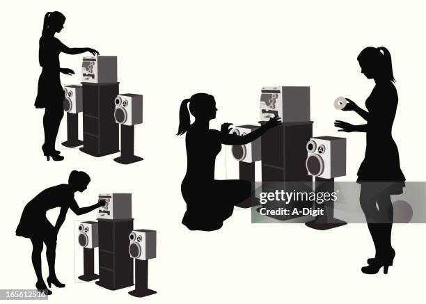 home stereo vector silhouette - cd player stock illustrations