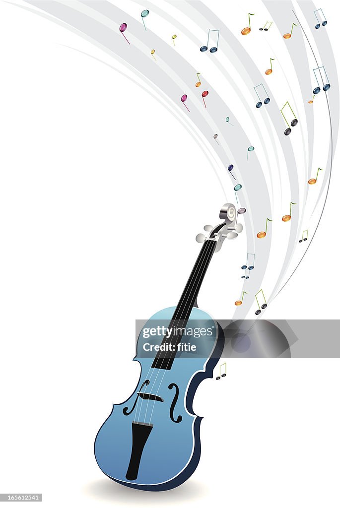 Azul com notas musicais colorido Violino