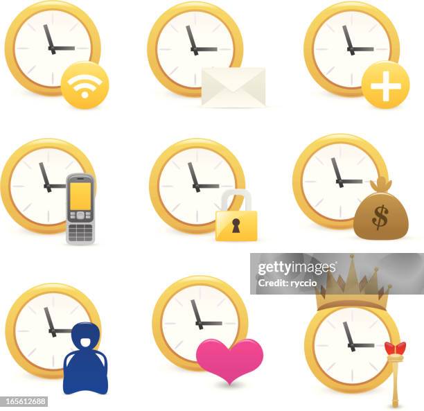 time icons - delayed sign stock illustrations