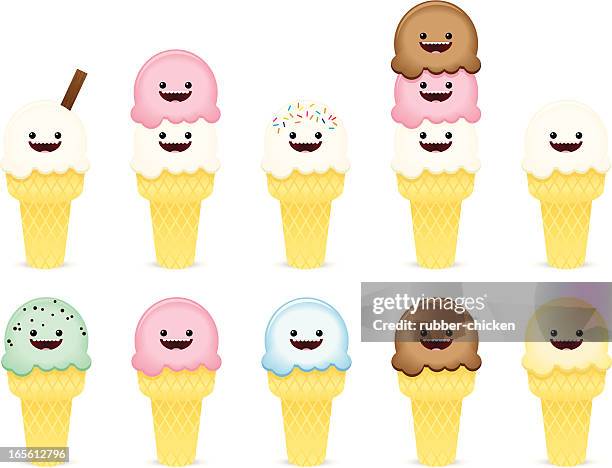 ice cream set - chocolate flake stock illustrations