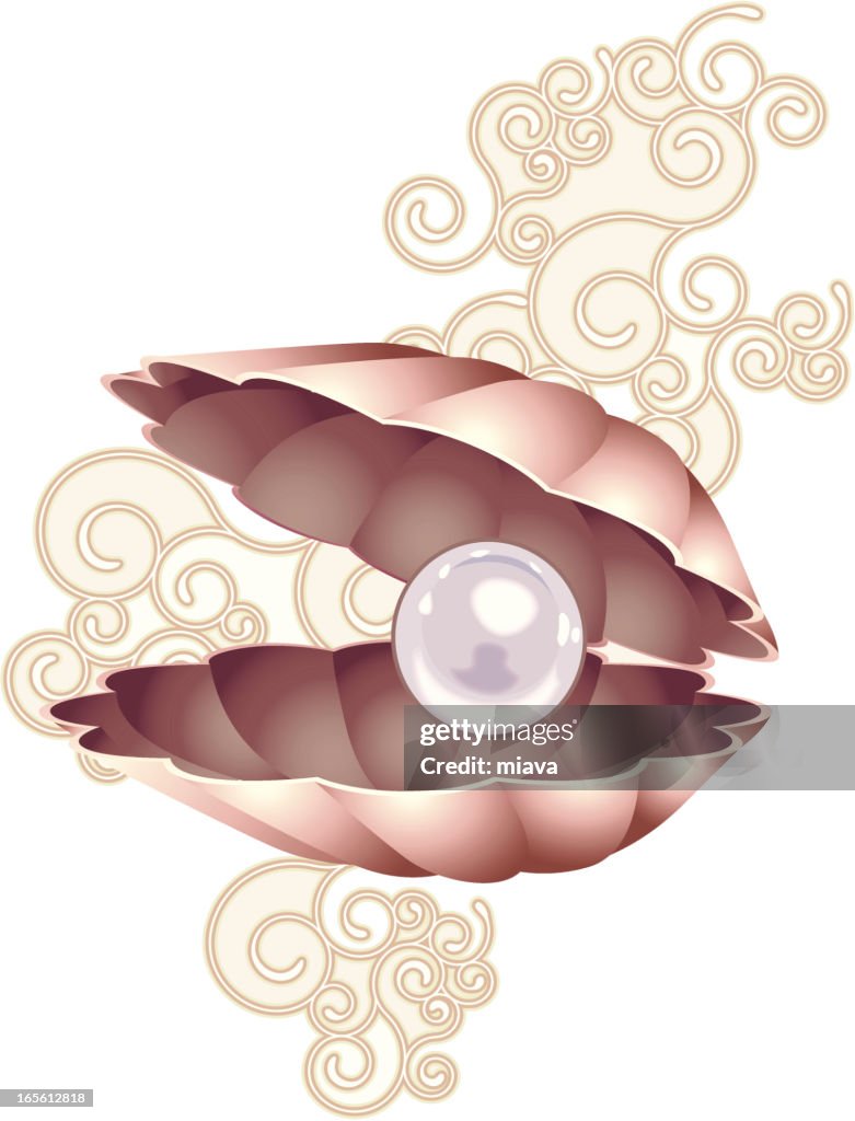 Pearl in a shell end-view