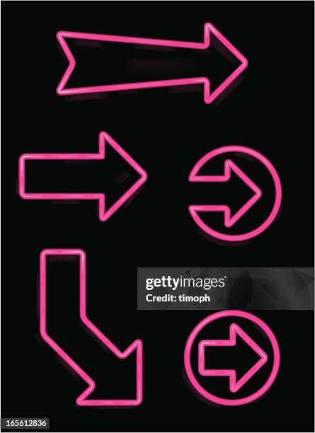 illustrazioni stock, clip art, cartoni animati e icone di tendenza di frecce rosa fluo - neon light icon