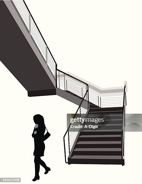 staircase vector silhouette - railing stock illustrations