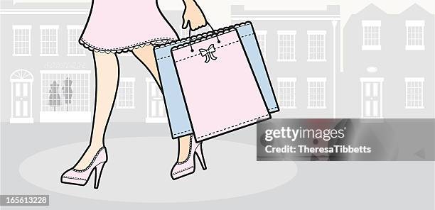 girly shopping - clothing store window stock illustrations