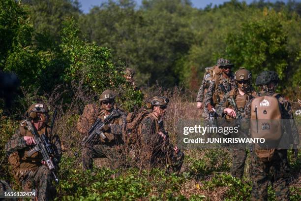 Marines take part in the Super Garuda Shield 2023 joint military exercise including Indonesia, Japan, Singapore and the US, in Situbondo, East Java,...