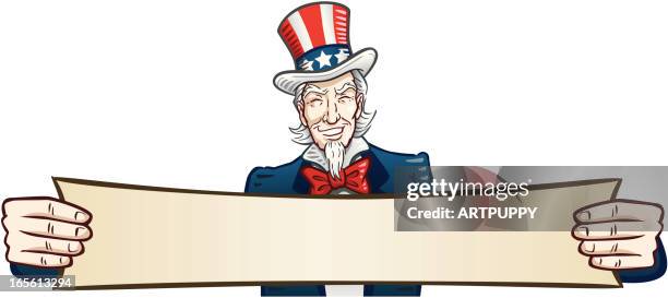 uncle sam with banner - uncle sam stock illustrations