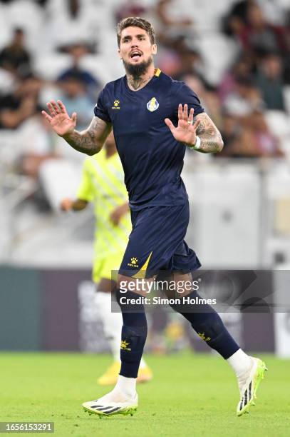 Lyanco Evangelista Silveira Neves Vojnovic of Al Gharafa reacts during the Qatar Stars League match between Al Ahli and Al Gharafa at Al Thumama...