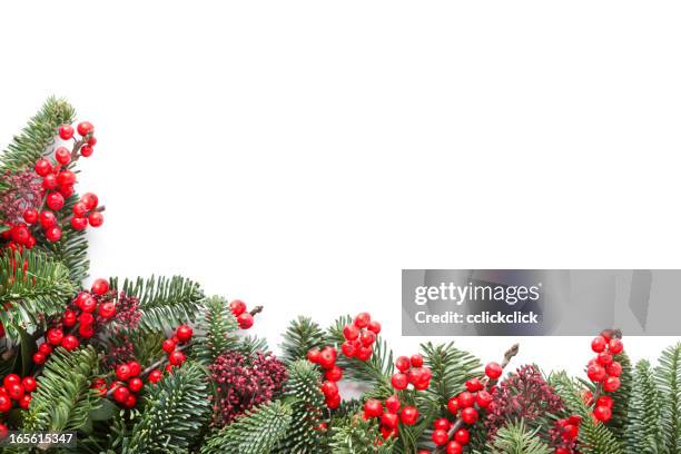 christmas garland - red leaves stock pictures, royalty-free photos & images