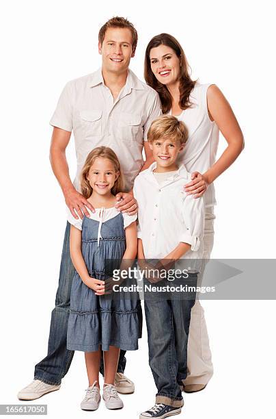 family of four - isolated - four people stock pictures, royalty-free photos & images