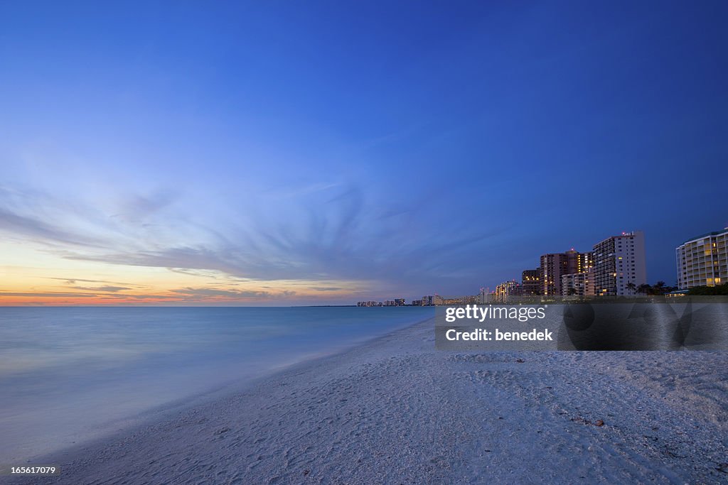 White Sandy Beach Resort at Sunset