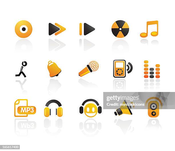 stockillustraties, clipart, cartoons en iconen met mandarin series | music icons - computer speaker