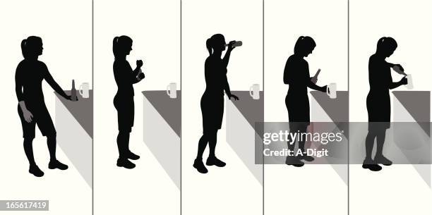 drinking vector silhouette - pouring beer stock illustrations