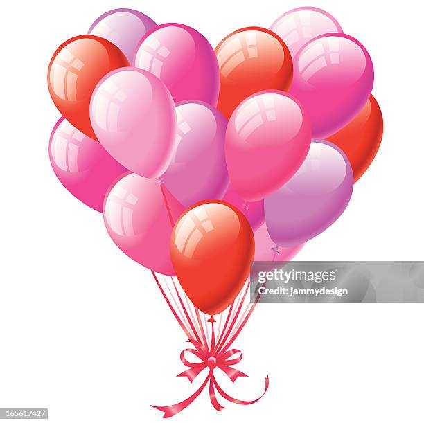 heart shaped balloon bunch - balloon knot stock illustrations