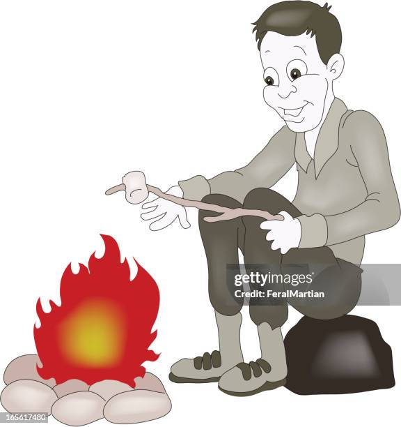 marshmallow roast - roasting marshmallow stock illustrations