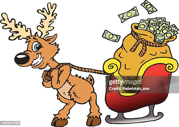 rentier mit bargeld! - christmas cash stock-grafiken, -clipart, -cartoons und -symbole