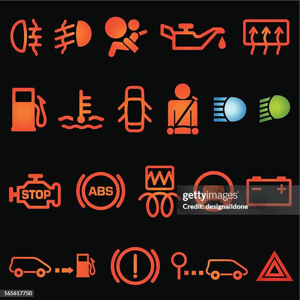 car dashboard icons - car warning light stock illustrations