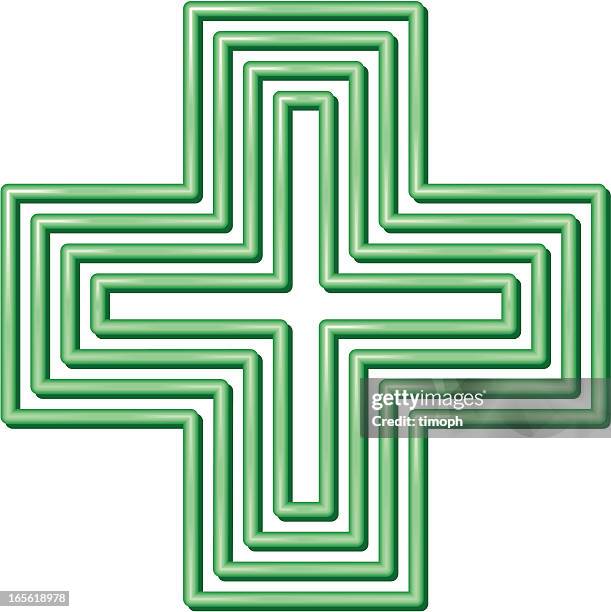 isolated image of the green cross on white - chemist stock illustrations