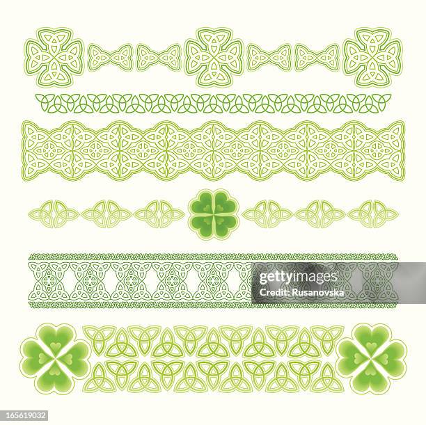 design-elemente für st. patrick's day - keltischer stil stock-grafiken, -clipart, -cartoons und -symbole