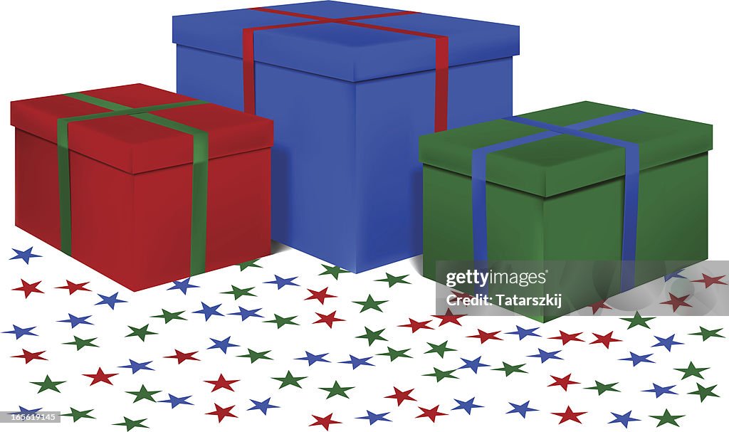Gift boxes with star decoration