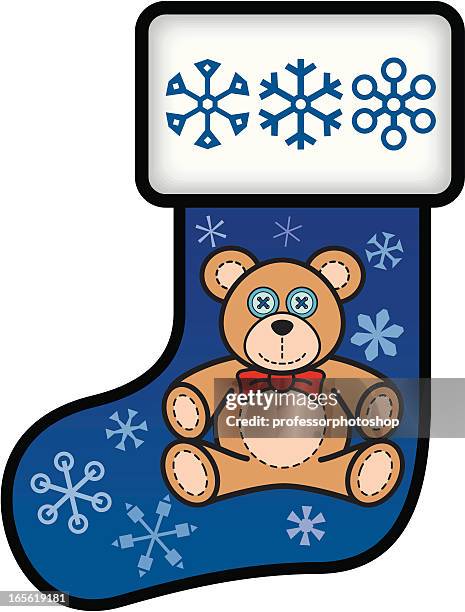 teddy bear stocking - socks isolated stock illustrations