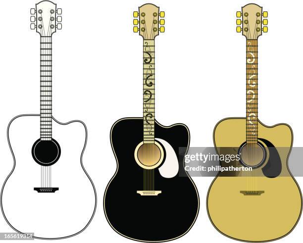 accoustic guitar vector set - guitar strings stock illustrations